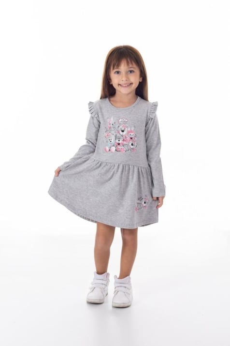 Детска рокля дълъг ръкав, сив цвят