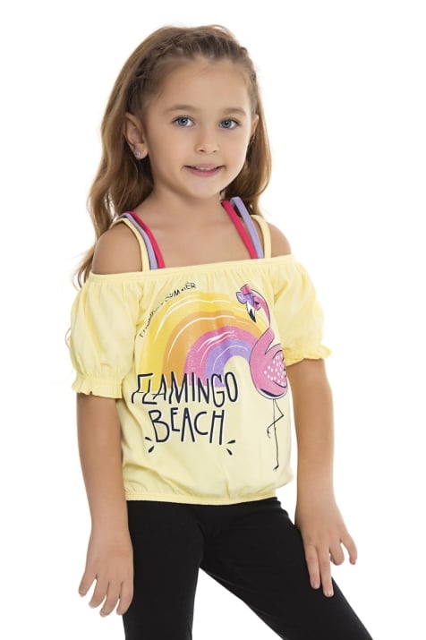 Детска тениска момиче, жълт цвят
