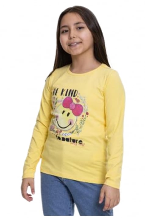 Детска блуза момиче дълъг ръкав,жълт цвят