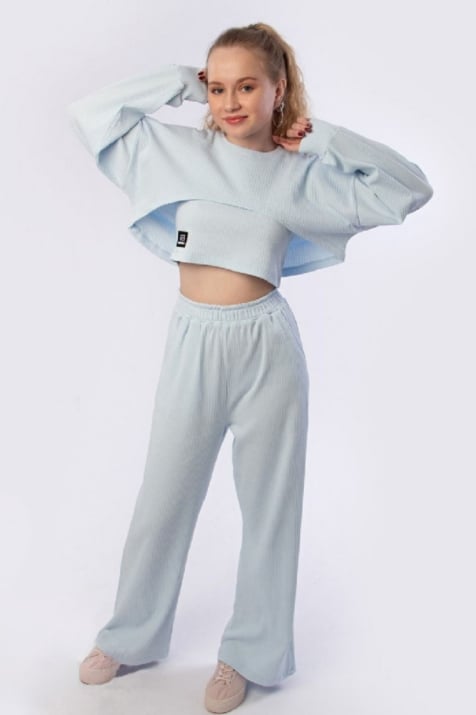 Детски комплект момиче 3 части, син цвят