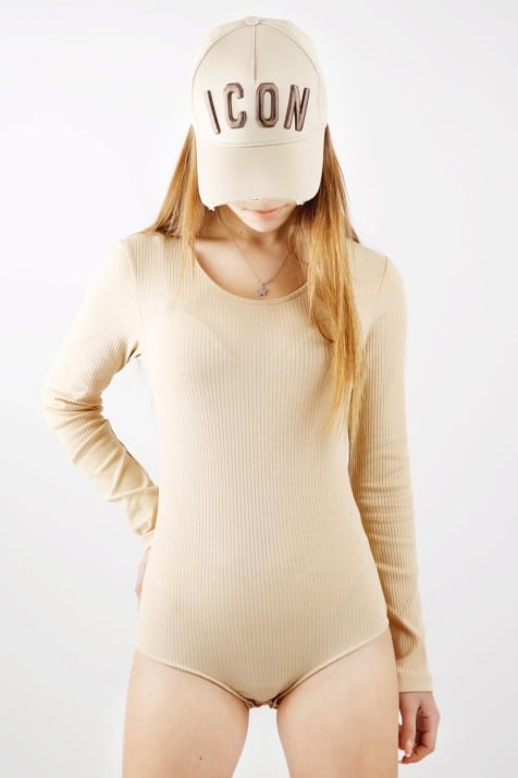 Детско боди момиче дълъг ръкав,бежов цвят