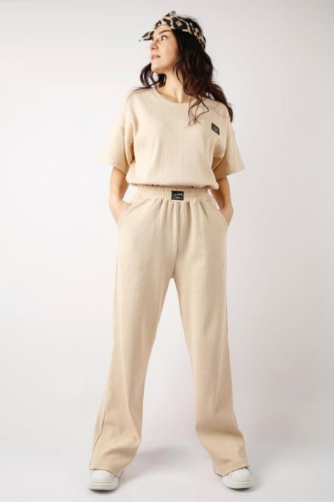 Детски комплект момиче къс ръкав, бежов цвят