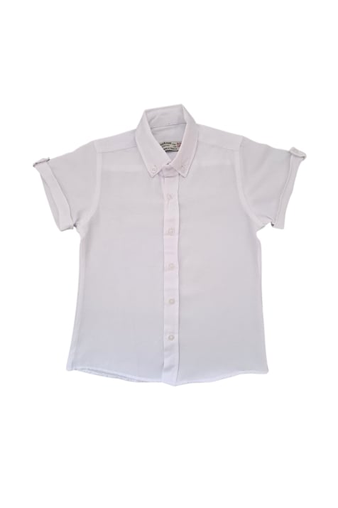 Детска риза за момче с къс ръкав,бял  цвят