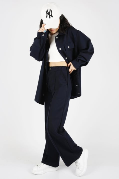 Детска риза момиче дълъг ръкав,тъмно син цвят