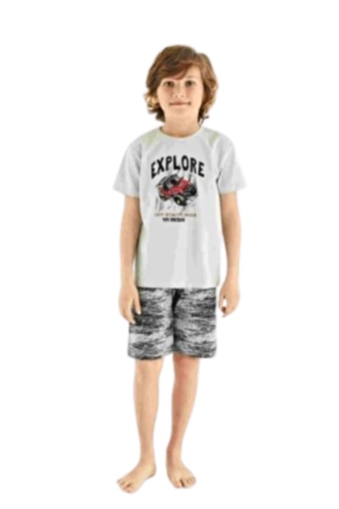 Детска пижама за момчес  къс ръкав,сив цвят