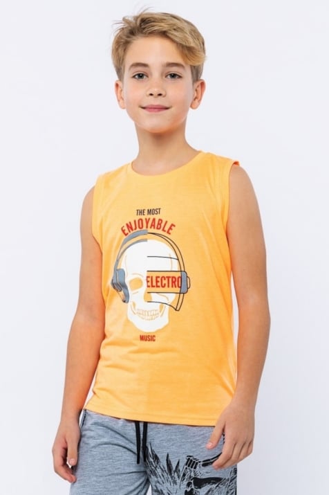 Детски потник за момче с череп,оранжев цвят