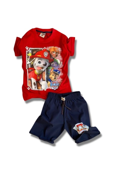 Детски комплект за  момче къс ръкав Paw Patrol,червен цвят