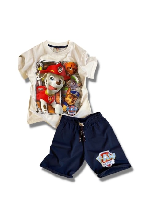 Детски комплект за момче къс ръкав Paw Patrol,бял цвят
