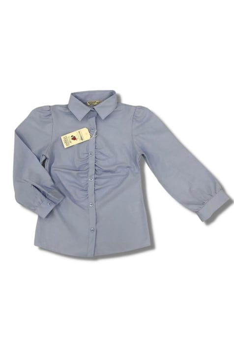 Детска риза момиче дълъг ръкав, син цвят