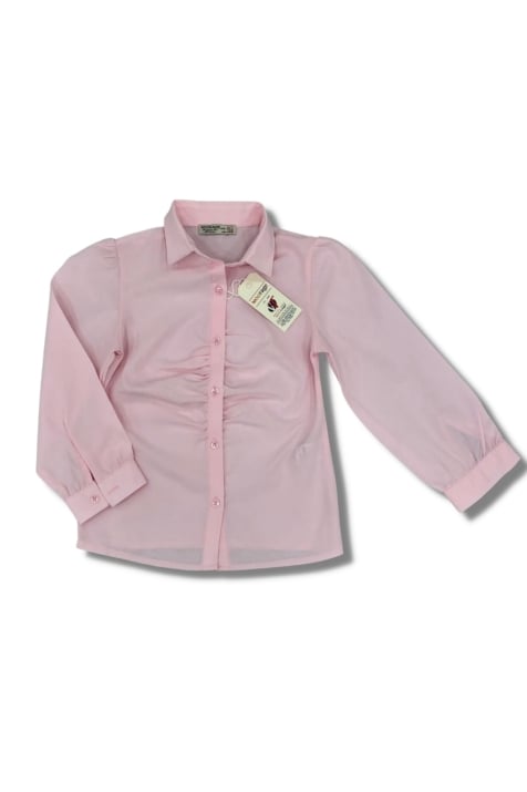 Детска риза момиче дълъг ръкав, розов цвят