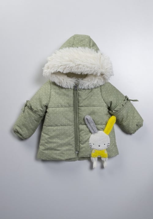 Детско яке момиче със зайче, зелен цвят