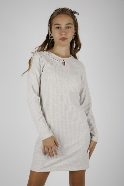 Детска рокля дълъг ръкав, бежов цвят