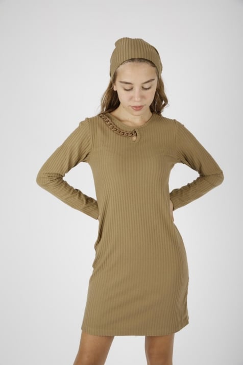 Детска рокля дълъг ръкав, кафяв цвят