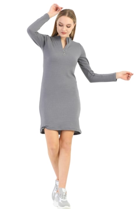 Детска рокля дълъг ръкав, сив цвят