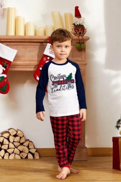 Детска пижама момче Коледа,син цвят