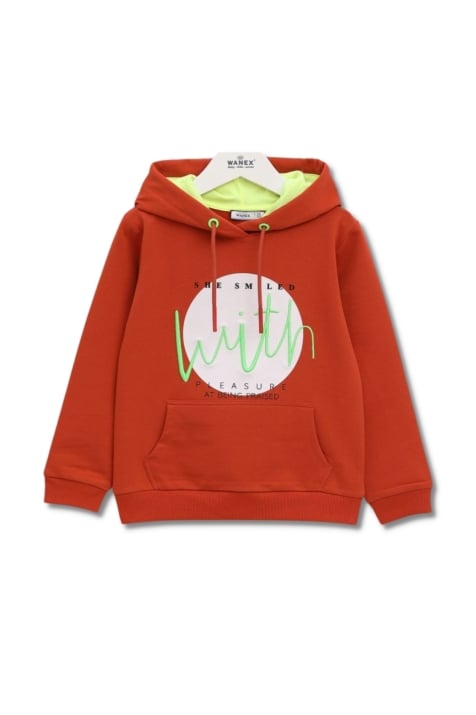 Детски суитшърт момиче Hoodie, оранжев цвят