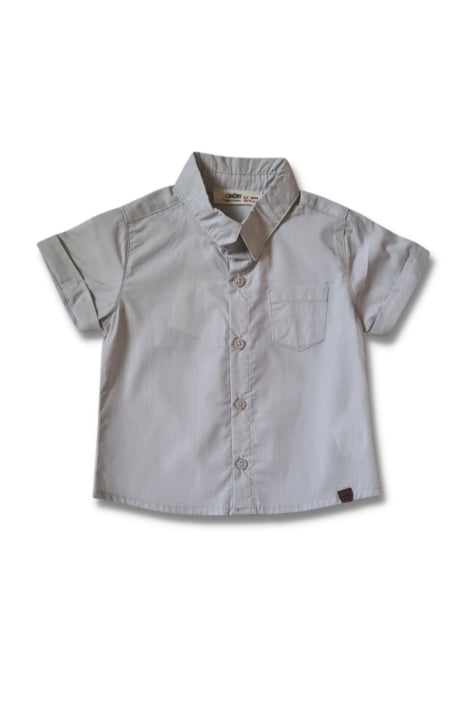 Детска риза момче къс ръкав, сив цвят