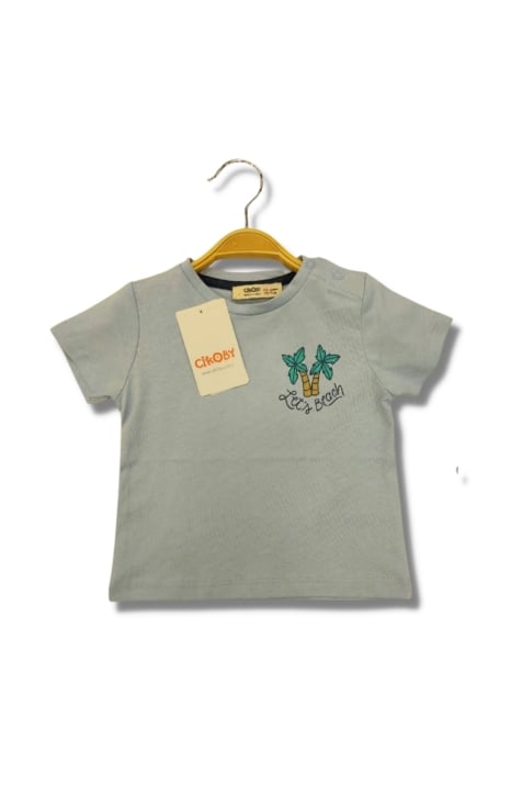 Детска тениска за момче с палми, син цвят