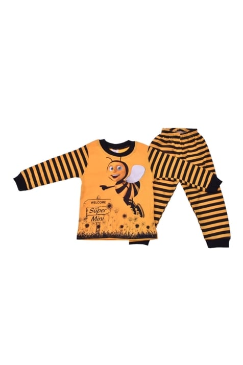 Детска пижама дълъг ръкав момиче, жълт цвят