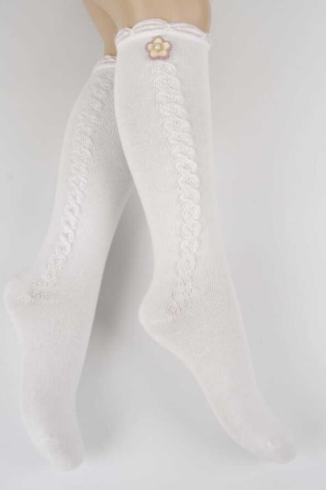 Детски чорапи момиче, цвят екрю