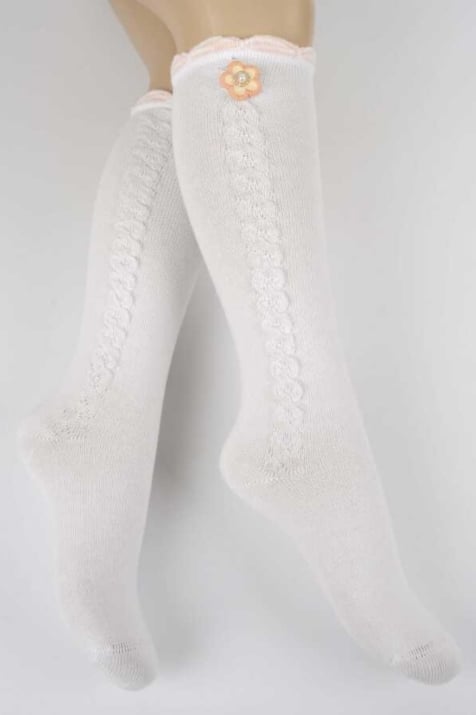 Детски чорапи момиче, цвят екрю