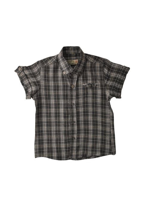 Детска риза за момче с къс ръкав,тъмно сив цвят