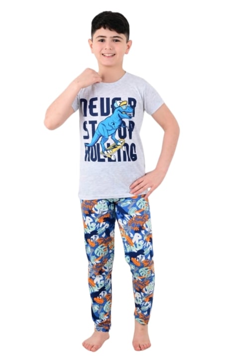 Детска пижама момче къс ръкав, сив цвят