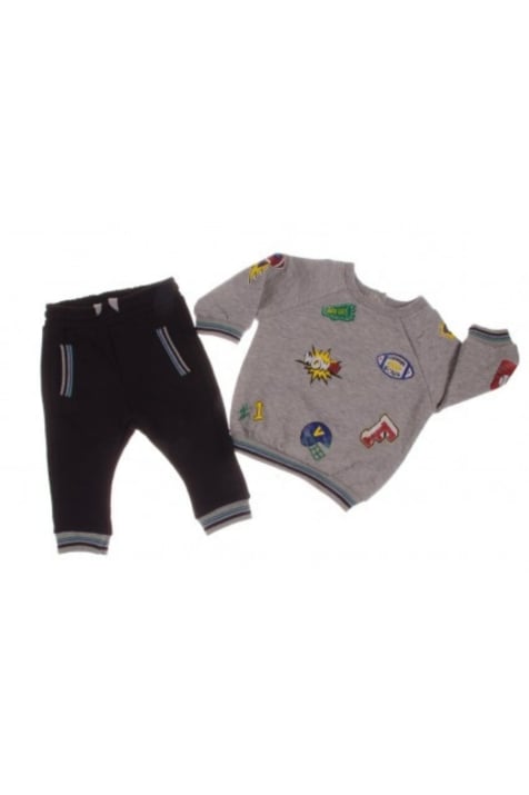 Детски екип дълъг ръкав момче, сив цвят