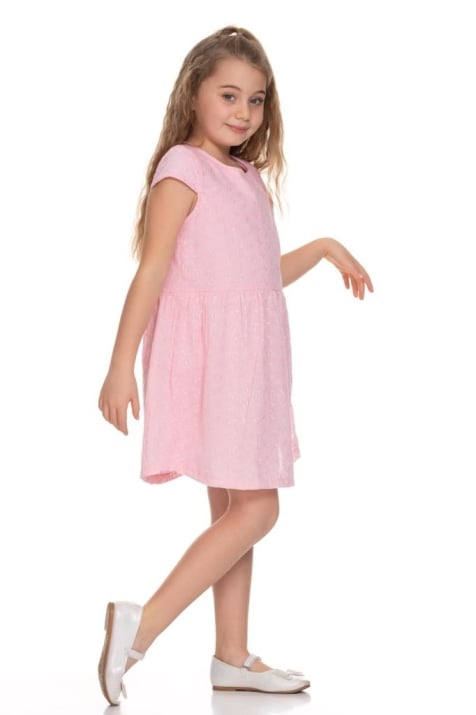 Детска рокля къс ръкав, розов цвят