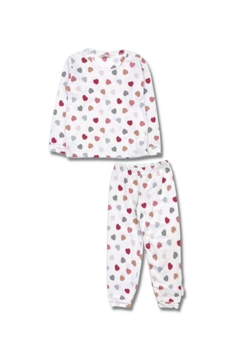 Детска пижама момиче дълъг ръкав, бял цвят