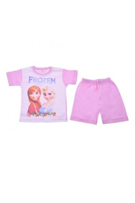 Детска пижама къс ръкав момиче, розов цвят