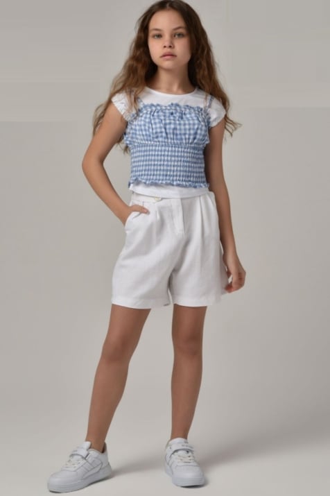 Детски къси панталонки момиче, бял цвят