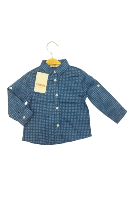 Детска риза момче дълъг ръкав, син цвят