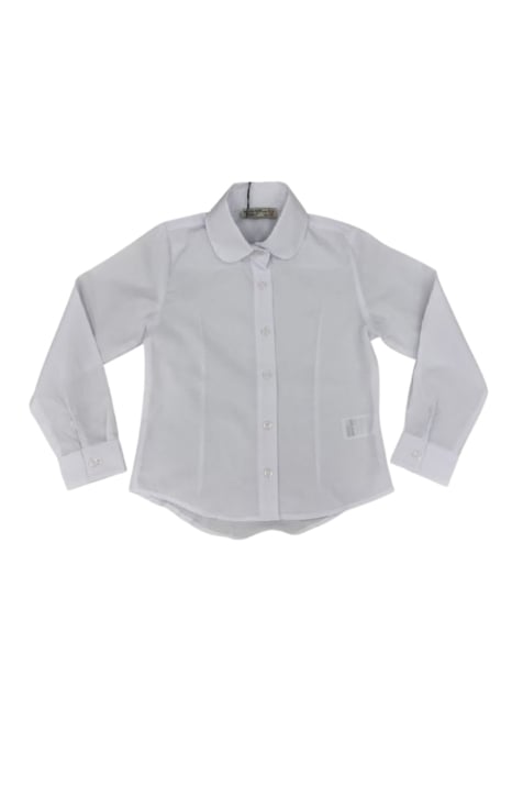 Детска риза момиче дълъг ръкав, бял цвят