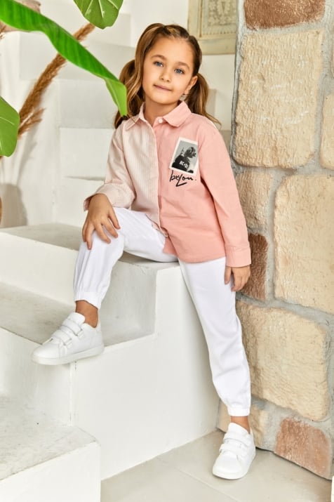 Детски панталон за момиче, бял цвят