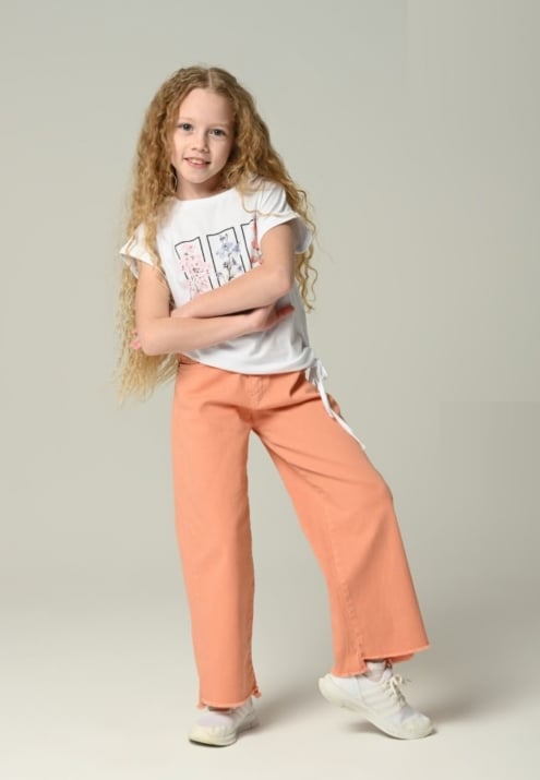 Детски панталон за момиче, орнжев цвят