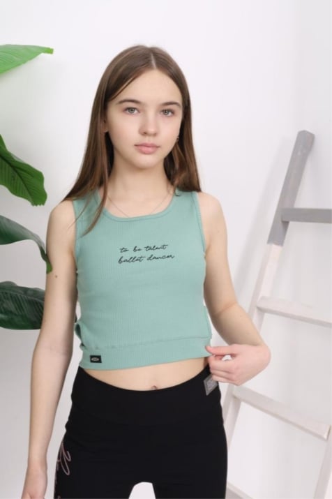 Детски потник момиче, зелен цвят