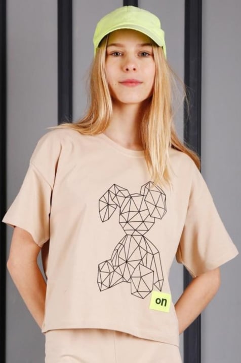 Детска тениска момиче, бежов цвят