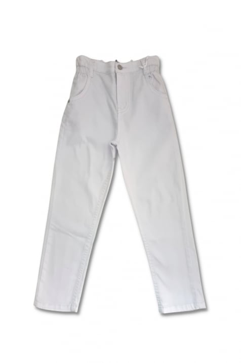  Детски панталон момиче , бял цвят