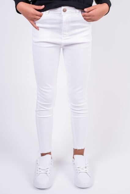 Детски панталон за момиче, бял цвят