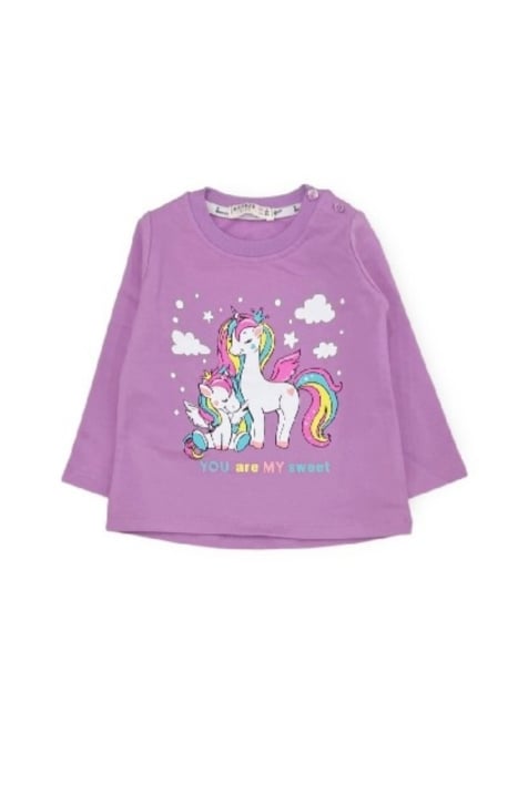 Детска блуза момиче с дълъг ръкав Еднорог, лилав цвят