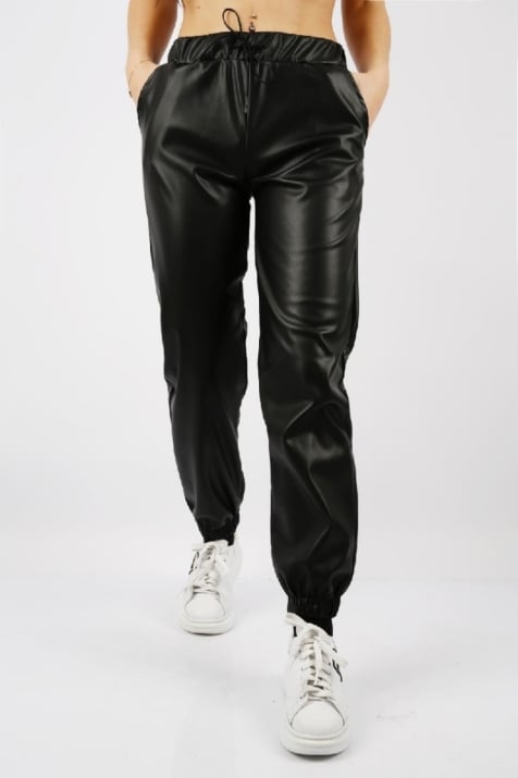 Детски кожен панталон момиче, черен цвят