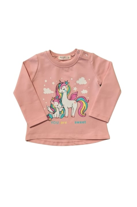 Детска блуза момиче с дълъг ръкав Еднорог, розов цвят