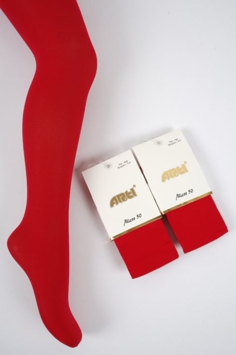 Детски чорапогащник за момиче 50 DEN , червен цвят