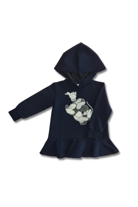 Детска рокля дълъг ръкав Мини Маус, тъмно син цвят