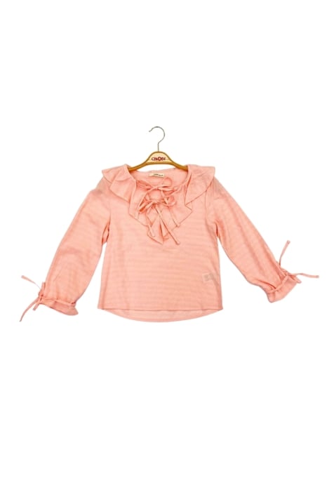 Детска блуза момиче дълъг ръкав, оранжев цвят