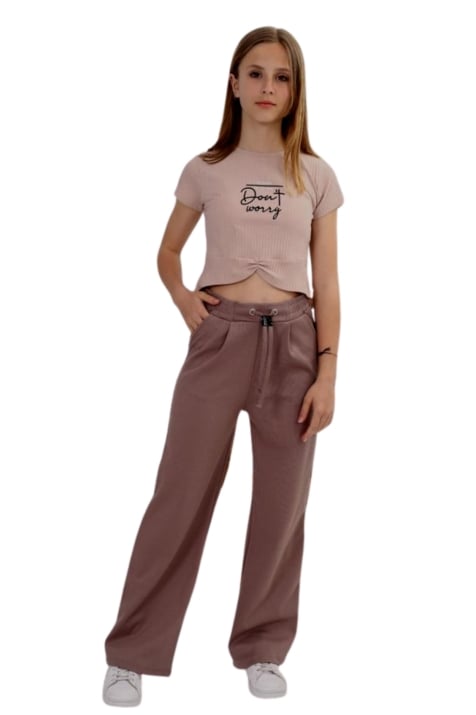 Детски спортен панталон за момиче, кафяв цвят