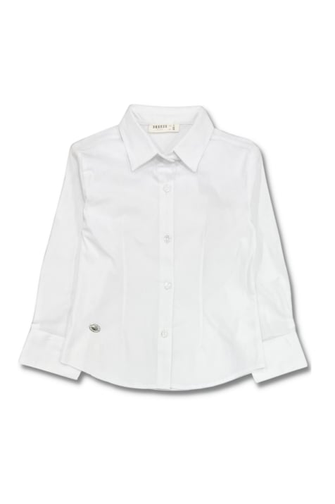 Детска риза момиче дълъг ръкав, бял цвят