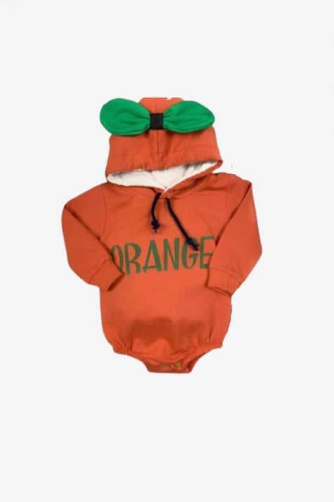 Бебешко боди момиче дълъг ръкав, оранжев цвят