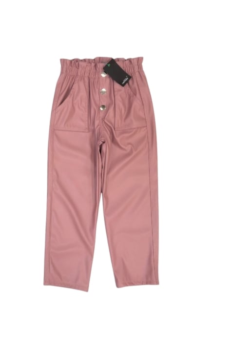 Детски кожен панталон за момиче, тъмно розов цвят